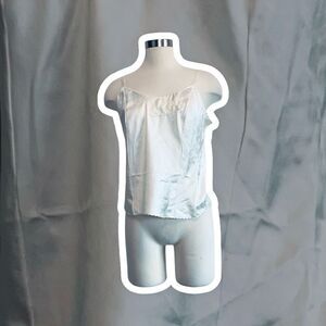 Vintage Bali Embellished Camisole Top Champagne Off White Lace Satin S-M
